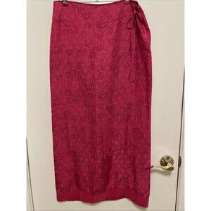 Vintage Express Worldbrand Y2K Silk Floral Boho Maxi Wrap Skirt, Size 9/10